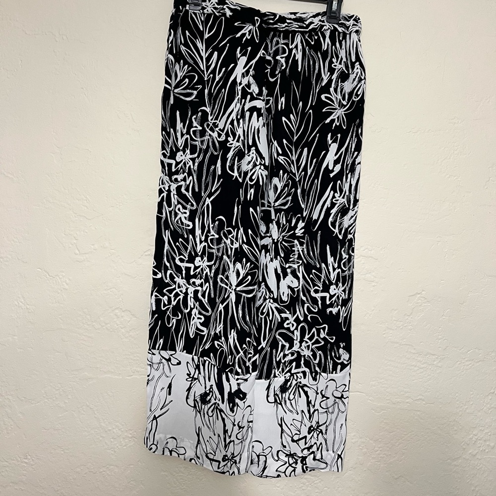 French Connection Wide Leg Pull On Black and White Dress Pants